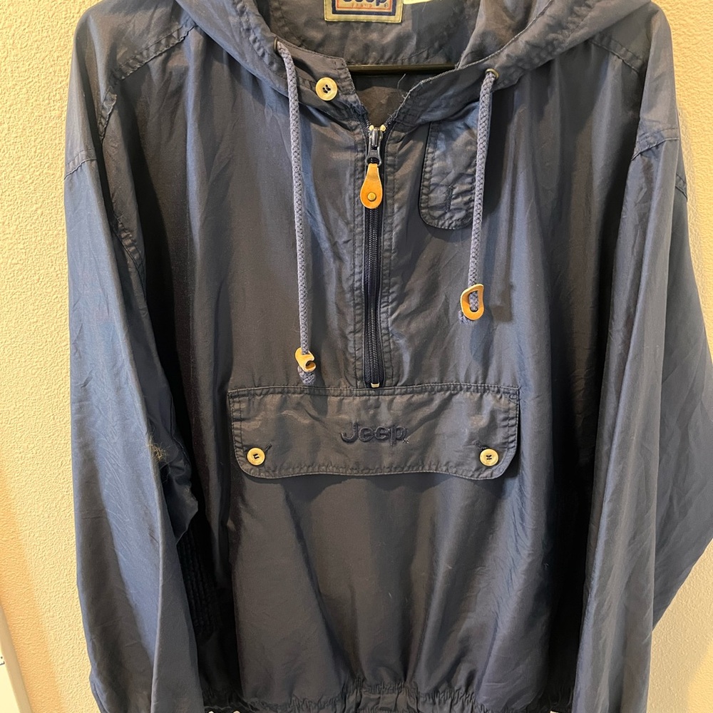 Vintage rare Jeep Men's Dark Blue Hooded Jacket